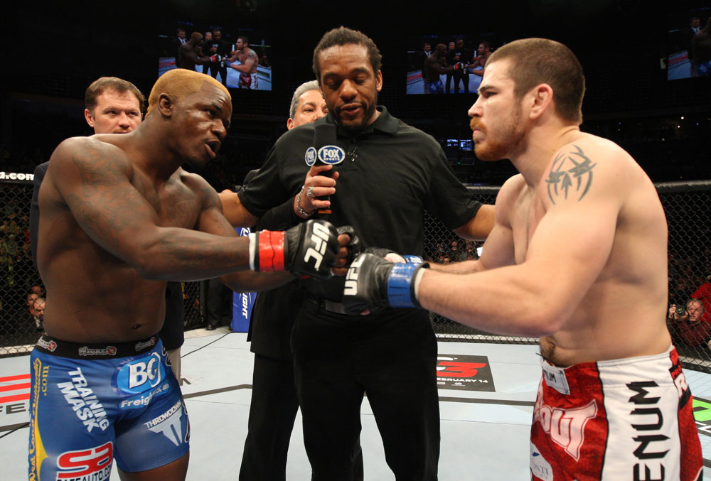 NASHVILLE, TN - JANUARY 20:  Opponents Melvin Guillard (L) and Jim Miller (R) touch gloves before their main event bout during the UFC on FX event at Bridgestone Arena on January 20, 2012 in Nashville, Tennessee.  (Photo by Josh Hedges/Zuffa LLC/Zuffa LLC via Getty Images)