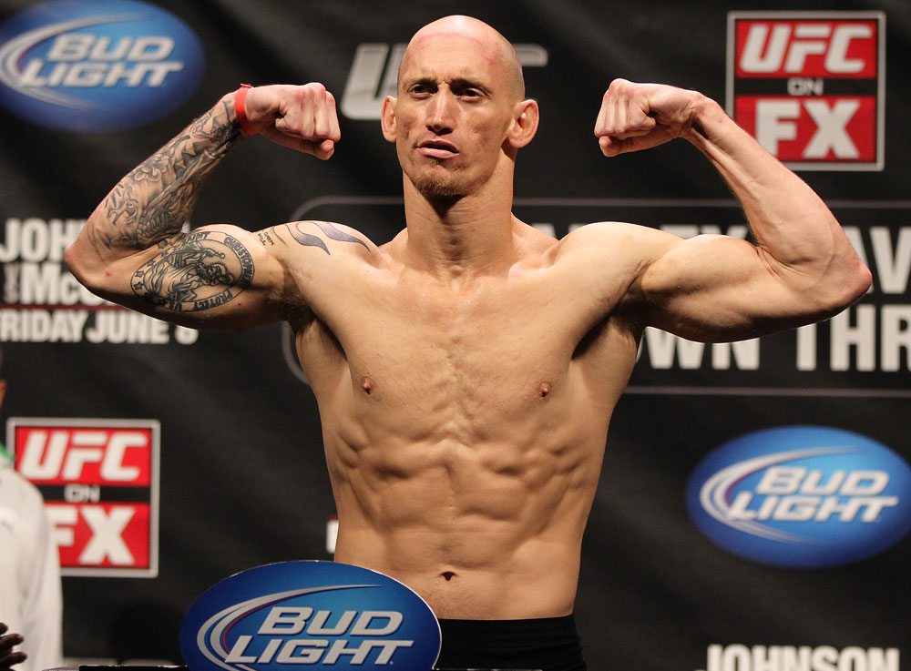 SUNRISE, FL - JUNE 07:   Buddy Roberts makes weight during the UFC on FX 3 official weigh in at Bank Atlantic Center on June 7, 2012 in Sunrise, Florida.  (Photo by Josh Hedges/Zuffa LLC/Zuffa LLC via Getty Images)
