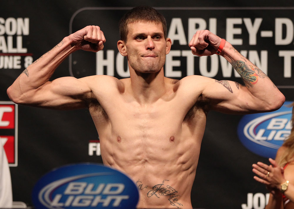 SUNRISE, FL - JUNE 07:   Tim Means makes weight during the UFC on FX 3 official weigh in at Bank Atlantic Center on June 7, 2012 in Sunrise, Florida.  (Photo by Josh Hedges/Zuffa LLC/Zuffa LLC via Getty Images)