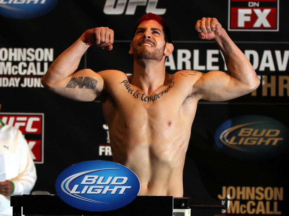 SUNRISE, FL - JUNE 07:   Jared Papazian makes weight during the UFC on FX 3 official weigh in at Bank Atlantic Center on June 7, 2012 in Sunrise, Florida.  (Photo by Josh Hedges/Zuffa LLC/Zuffa LLC via Getty Images)