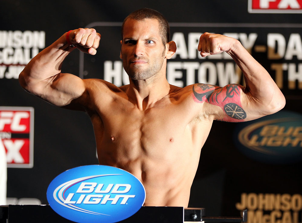 SUNRISE, FL - JUNE 07:   Matt Grice makes weight during the UFC on FX 3 official weigh in at Bank Atlantic Center on June 7, 2012 in Sunrise, Florida.  (Photo by Josh Hedges/Zuffa LLC/Zuffa LLC via Getty Images)