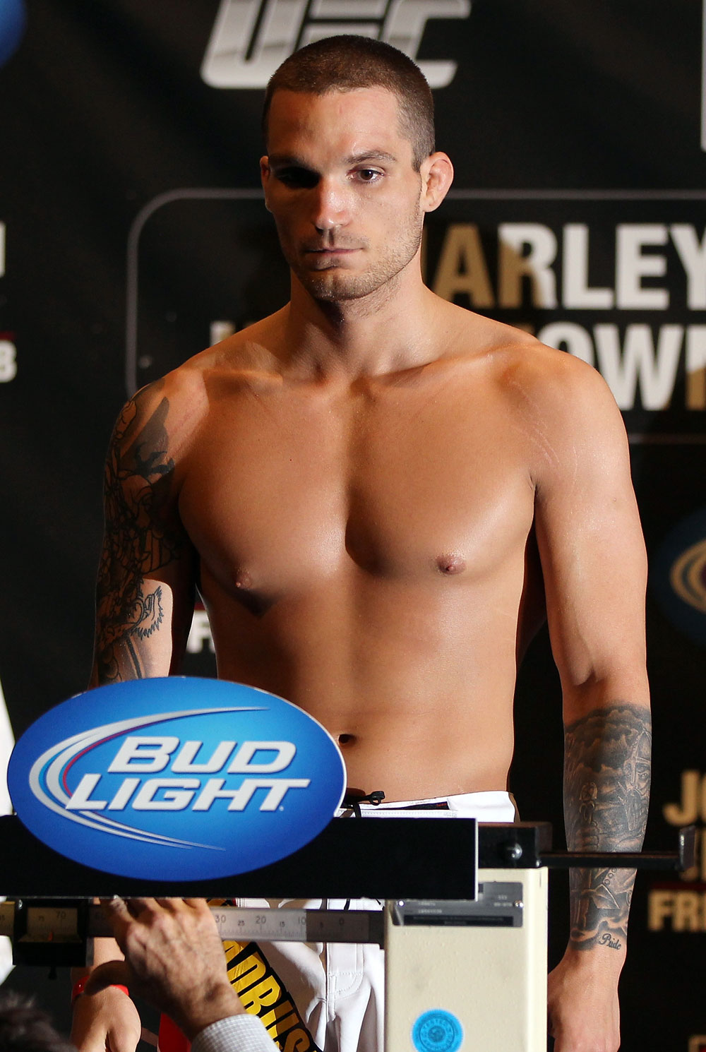 SUNRISE, FL - JUNE 07:   Lance Benoist makes weight during the UFC on FX 3 official weigh in at Bank Atlantic Center on June 7, 2012 in Sunrise, Florida.  (Photo by Josh Hedges/Zuffa LLC/Zuffa LLC via Getty Images)