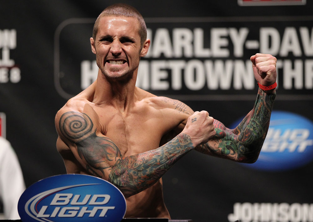 SUNRISE, FL - JUNE 07:   Eddie Wineland makes weight during the UFC on FX 3 official weigh in at Bank Atlantic Center on June 7, 2012 in Sunrise, Florida.  (Photo by Josh Hedges/Zuffa LLC/Zuffa LLC via Getty Images)
