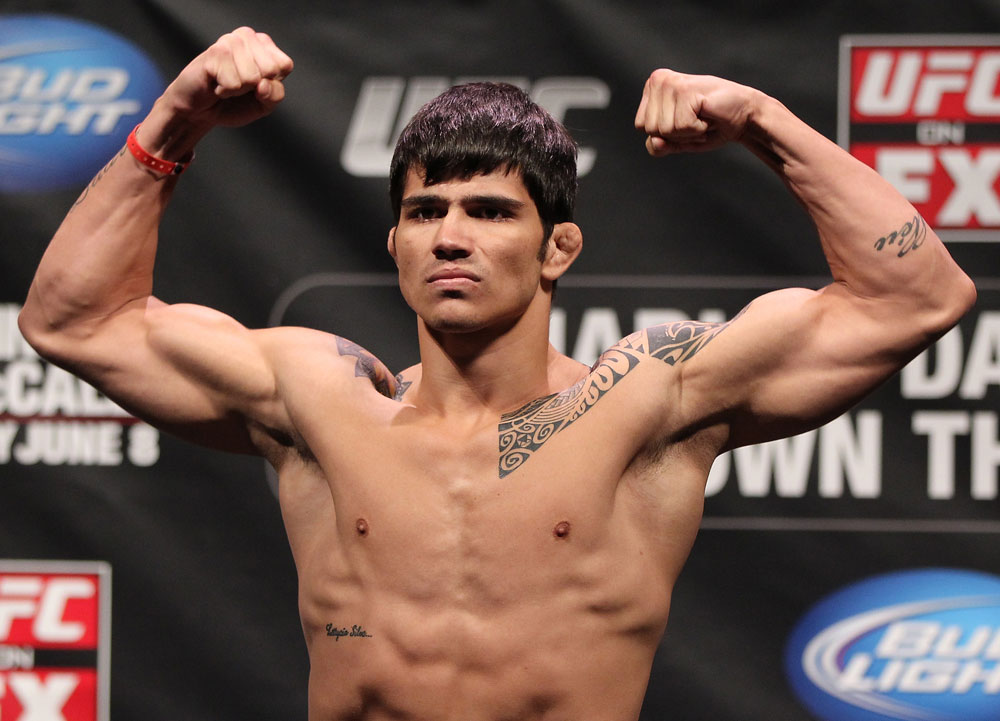 SUNRISE, FL - JUNE 07:   Erick Silva makes weight during the UFC on FX 3 official weigh in at Bank Atlantic Center on June 7, 2012 in Sunrise, Florida.  (Photo by Josh Hedges/Zuffa LLC/Zuffa LLC via Getty Images)