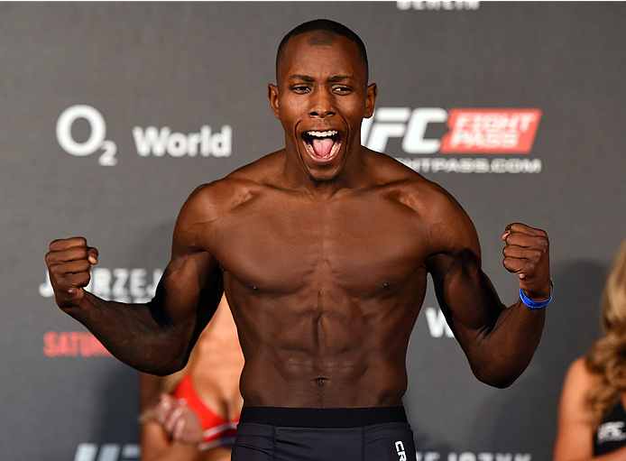 Taylor Lapilus of France at UFC Berlin weigh-in. (Photo by Josh Hedges/Zuffa LLC)