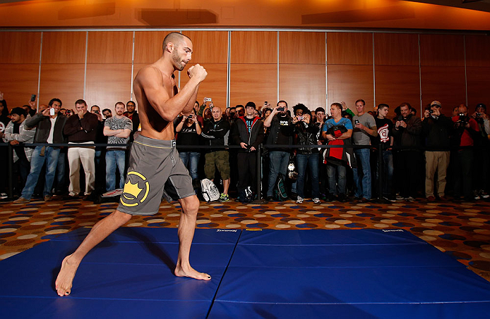 SEATTLE, WA - DECEMBER 05: Mike Swick works out for fans and media during the UFC on FOX open workouts on December 5, 2012 at the Grand Hyatt Seattle in Seattle, Washington. (Photo by Josh Hedges/Zuffa LLC/Zuffa LLC via Getty Images)