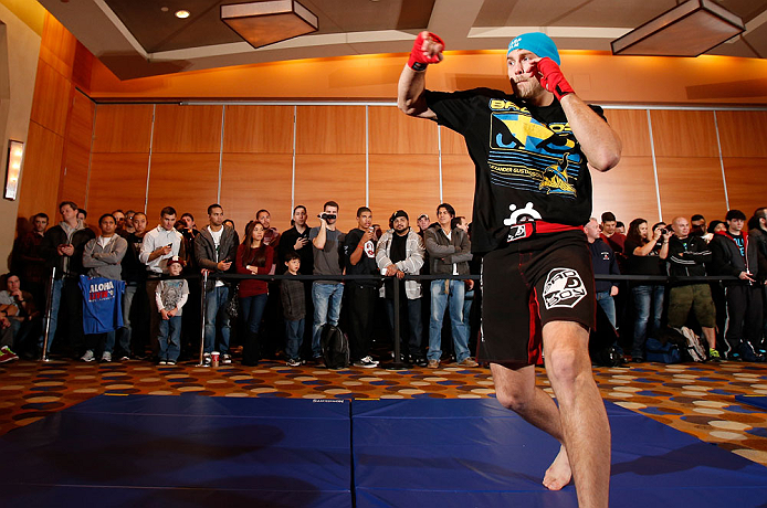 SEATTLE, WA - DECEMBER 05:  Alexander Gustafsson works out for fans and media during the UFC on FOX open workouts on December 5, 2012  at the Grand Hyatt Seattle in Seattle, Washington.  (Photo by Josh Hedges/Zuffa LLC/Zuffa LLC via Getty Images)