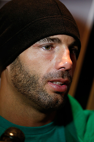 SEATTLE, WA - DECEMBER 05:  Mike Swick interacts with media during the UFC on FOX open workouts on December 5, 2012  at the Grand Hyatt Seattle in Seattle, Washington.  (Photo by Josh Hedges/Zuffa LLC/Zuffa LLC via Getty Images)