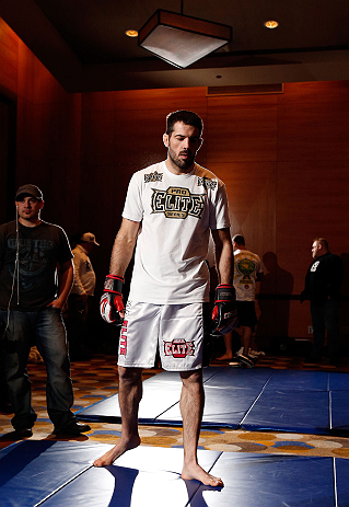 SEATTLE, WA - DECEMBER 05:  Matt Brown works out for fans and media during the UFC on FOX open workouts on December 5, 2012  at the Grand Hyatt Seattle in Seattle, Washington.  (Photo by Josh Hedges/Zuffa LLC/Zuffa LLC via Getty Images)