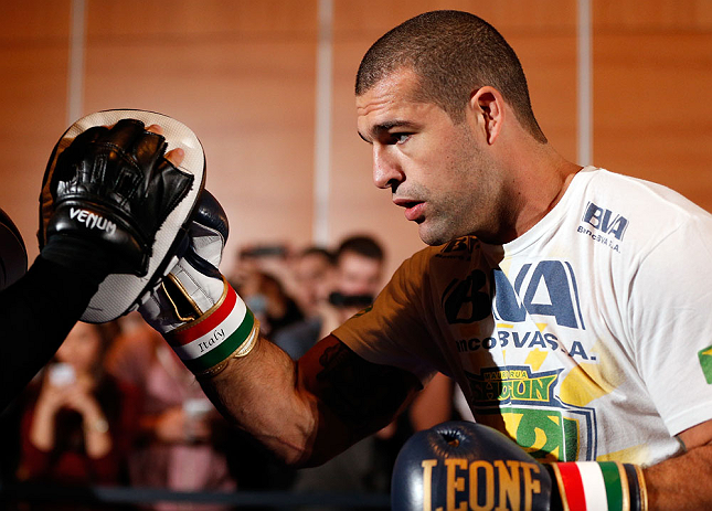 SEATTLE, WA - DECEMBER 05:  Mauricio "Shogun" Rua works out for fans and media during the UFC on FOX open workouts on December 5, 2012  at the Grand Hyatt Seattle in Seattle, Washington.  (Photo by Josh Hedges/Zuffa LLC/Zuffa LLC via Getty Images)