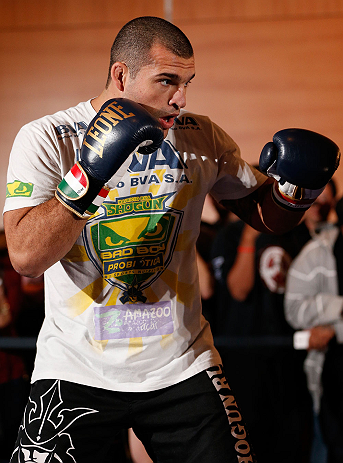 SEATTLE, WA - DECEMBER 05:  Mauricio "Shogun" Rua works out for fans and media during the UFC on FOX open workouts on December 5, 2012  at the Grand Hyatt Seattle in Seattle, Washington.  (Photo by Josh Hedges/Zuffa LLC/Zuffa LLC via Getty Images)