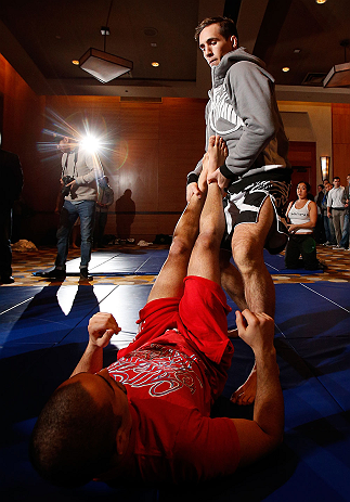 SEATTLE, WA - DECEMBER 05:  Rory MacDonald works out for fans and media during the UFC on FOX open workouts on December 5, 2012  at the Grand Hyatt Seattle in Seattle, Washington.  (Photo by Josh Hedges/Zuffa LLC/Zuffa LLC via Getty Images)