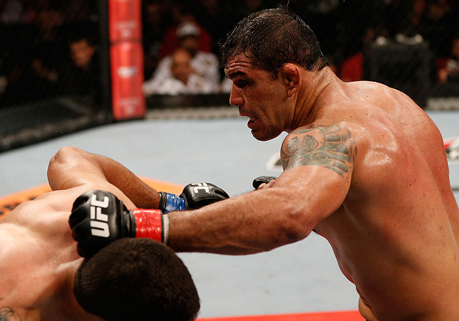 (R-L) Antonio Rodrigo 'Minotauro' Nogueira punches Fabricio Werdum in their heavyweight fight during the UFC on FUEL TV event on June 8, 2013 in Fortaleza, Ceara, Brazil. (Photo by Josh Hedges/Zuffa LLC)