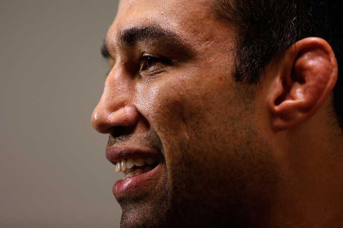 FORTALEZA, BRAZIL - JUNE 06:  Fabricio Werdum interacts with media at Centro de Eventos do Ceara on June 6, 2013 in Fortaleza, Ceara, Brazil.  (Photo by Josh Hedges/Zuffa LLC/Zuffa LLC via Getty Images)