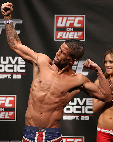 NOTTINGHAM, ENGLAND - SEPTEMBER 28: Jason Young weighs in during the UFC on Fuel TV weigh in at Capital FM Arena on September 28, 2012 in Nottingham, England. (Photo by Josh Hedges/Zuffa LLC/Zuffa LLC via Getty Images)