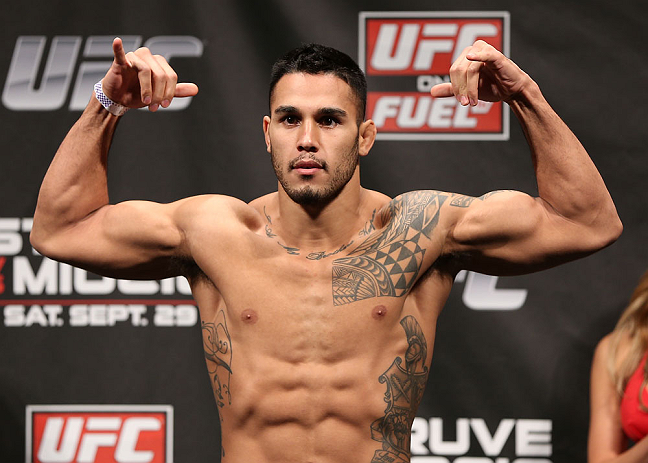 NOTTINGHAM, ENGLAND - SEPTEMBER 28: Brad Tavares weighs in during the UFC on Fuel TV weigh in at Capital FM Arena on September 28, 2012 in Nottingham, England. (Photo by Josh Hedges/Zuffa LLC/Zuffa LLC via Getty Images)