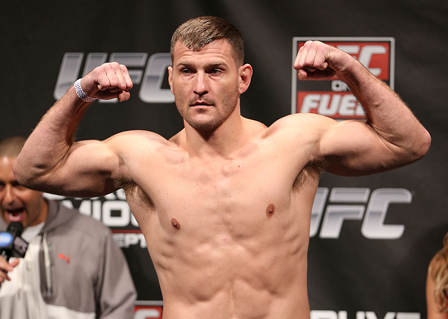 NOTTINGHAM, ENGLAND - SEPTEMBER 28: Stipe Miocic weighs in during the UFC on Fuel TV weigh in at Capital FM Arena on September 28, 2012 in Nottingham, England. (Photo by Josh Hedges/Zuffa LLC/Zuffa LLC via Getty Images)