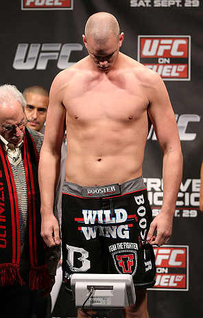 NOTTINGHAM, ENGLAND - SEPTEMBER 28: Stefan Struve weighs in during the UFC on Fuel TV weigh in at Capital FM Arena on September 28, 2012 in Nottingham, England. (Photo by Josh Hedges/Zuffa LLC/Zuffa LLC via Getty Images)
