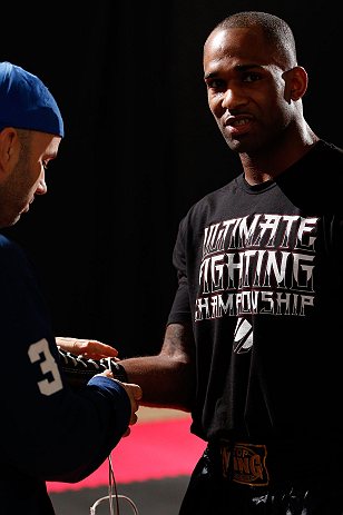 LONDON, ENGLAND - FEBRUARY 13: Jimi Manuwa conducts an open training session for media on February 13, 2013 at Hooks Gym in London, England. (Photo by Josh Hedges/Zuffa LLC/Zuffa LLC via Getty Images)