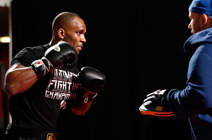 LONDON, ENGLAND - FEBRUARY 13: Jimi Manuwa conducts an open training session for media on February 13, 2013 at Hooks Gym in London, England. (Photo by Josh Hedges/Zuffa LLC/Zuffa LLC via Getty Images)