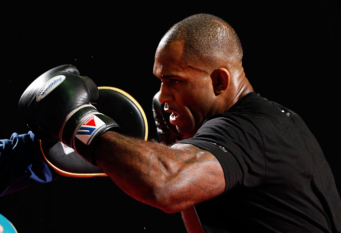 LONDON, ENGLAND - FEBRUARY 13: Jimi Manuwa conducts an open training session for media on February 13, 2013 at Hooks Gym in London, England. (Photo by Josh Hedges/Zuffa LLC/Zuffa LLC via Getty Images)