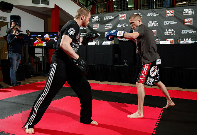 LONDON, ENGLAND - FEBRUARY 13: Michael McDonald conducts an open training session for media on February 13, 2013 at Hooks Gym in London, England. (Photo by Josh Hedges/Zuffa LLC/Zuffa LLC via Getty Images)