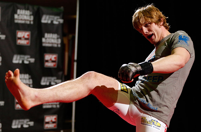 LONDON, ENGLAND - FEBRUARY 13: Matthew Riddle conducts an open training session for media on February 13, 2013 at Hooks Gym in London, England. (Photo by Josh Hedges/Zuffa LLC/Zuffa LLC via Getty Images)