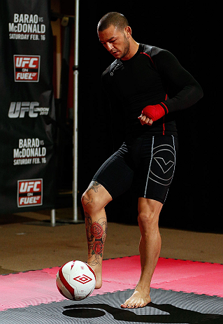 LONDON, ENGLAND - FEBRUARY 13: Cub Swanson conducts an open training session for media on February 13, 2013 at Hooks Gym in London, England. (Photo by Josh Hedges/Zuffa LLC/Zuffa LLC via Getty Images)
