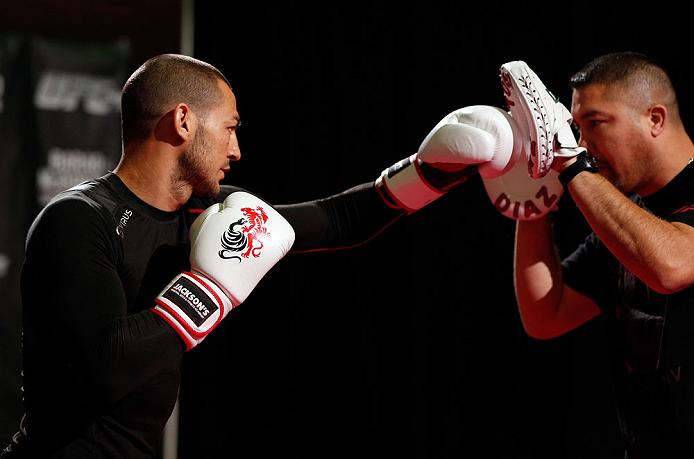 LONDON, ENGLAND - FEBRUARY 13: Cub Swanson conducts an open training session for media on February 13, 2013 at Hooks Gym in London, England. (Photo by Josh Hedges/Zuffa LLC/Zuffa LLC via Getty Images)