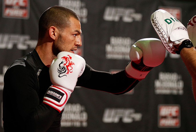 LONDON, ENGLAND - FEBRUARY 13: Cub Swanson conducts an open training session for media on February 13, 2013 at Hooks Gym in London, England. (Photo by Josh Hedges/Zuffa LLC/Zuffa LLC via Getty Images)