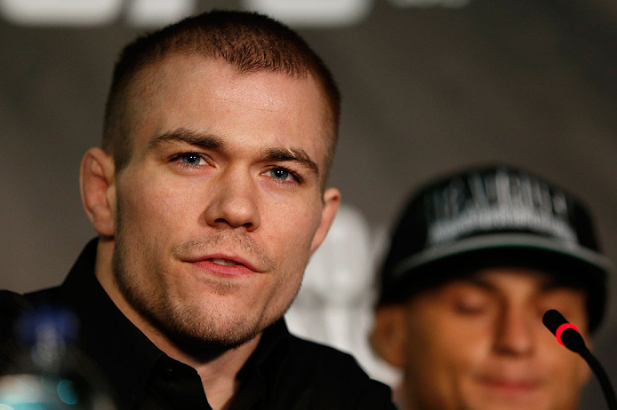 LONDON, ENGLAND - FEBRUARY 13:  Michael McDonald interacts with media during a UFC press conference on February 13, 2013 at Hooks Gym in London, England.  (Photo by Josh Hedges/Zuffa LLC/Zuffa LLC via Getty Images)