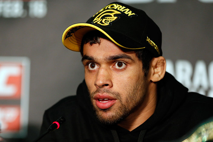 LONDON, ENGLAND - FEBRUARY 13: Renan Barao interacts with media during a UFC press conference on February 13, 2013 at Hooks Gym in London, England. (Photo by Josh Hedges/Zuffa LLC/Zuffa LLC via Getty Images)