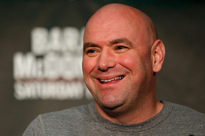 LONDON, ENGLAND - FEBRUARY 13: UFC President Dana White interacts with media during a UFC press conference on February 13, 2013 at Hooks Gym in London, England. (Photo by Josh Hedges/Zuffa LLC/Zuffa LLC via Getty Images)