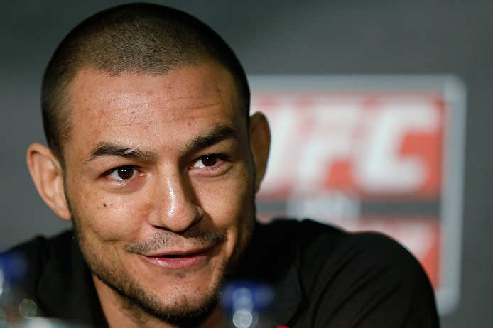 LONDON, ENGLAND - FEBRUARY 13: Cub Swanson interacts with media during a UFC press conference on February 13, 2013 at Hooks Gym in London, England. (Photo by Josh Hedges/Zuffa LLC/Zuffa LLC via Getty Images)