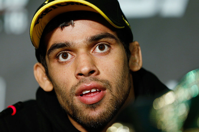 LONDON, ENGLAND - FEBRUARY 13: Renan Barao interacts with media during a UFC press conference on February 13, 2013 at Hooks Gym in London, England. (Photo by Josh Hedges/Zuffa LLC/Zuffa LLC via Getty Images)