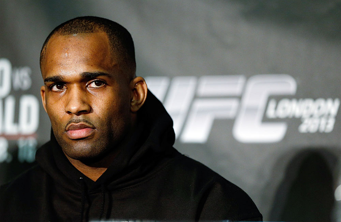 LONDON, ENGLAND - FEBRUARY 13: Jimi Manuwa interacts with media during a UFC press conference on February 13, 2013 at Hooks Gym in London, England. (Photo by Josh Hedges/Zuffa LLC/Zuffa LLC via Getty Images)