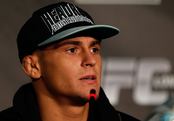 LONDON, ENGLAND - FEBRUARY 13: Dustin Poirier interacts with media during a UFC press conference on February 13, 2013 at Hooks Gym in London, England. (Photo by Josh Hedges/Zuffa LLC/Zuffa LLC via Getty Images)