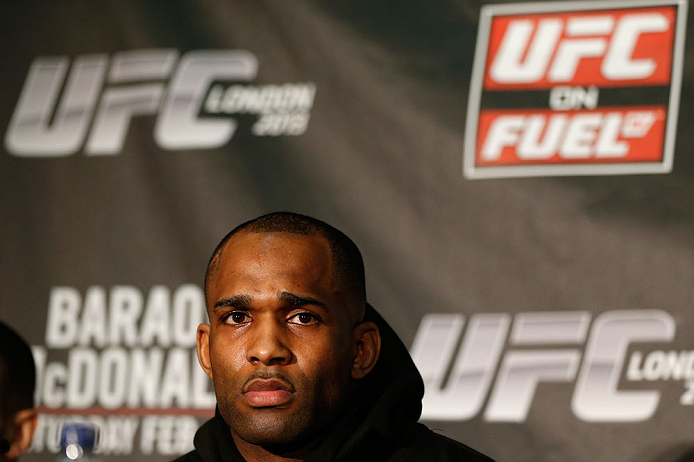 LONDON, ENGLAND - FEBRUARY 13: Jimi Manuwa interacts with media during a UFC press conference on February 13, 2013 at Hooks Gym in London, England. (Photo by Josh Hedges/Zuffa LLC/Zuffa LLC via Getty Images)