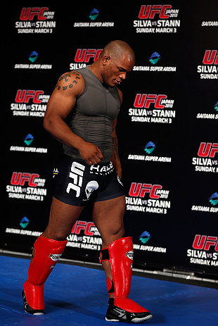 TOKYO, JAPAN - FEBRUARY 28: Hector Lombard holds an open training session for media at the Hilton Sjinjuku Hotel on February 28, 2013 in Tokyo, Japan. (Photo by Josh Hedges/Zuffa LLC/Zuffa LLC via Getty Images)