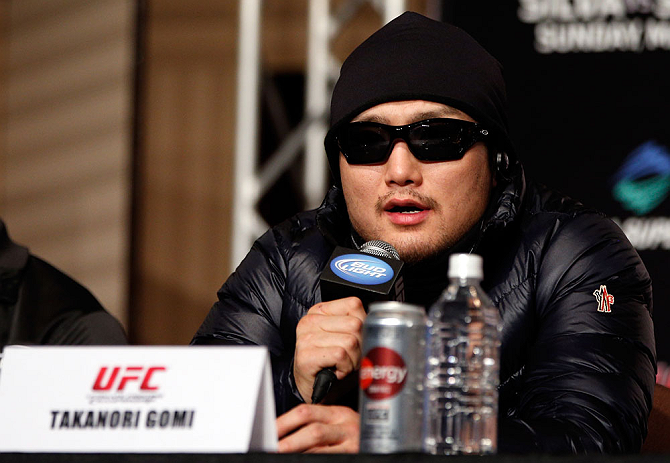 TOKYO, JAPAN - FEBRUARY 28: Takanori Gomi interacts with media during a UFC press conference at the Hilton Sjinjuku Hotel on February 28, 2013 in Tokyo, Japan. (Photo by Josh Hedges/Zuffa LLC/Zuffa LLC via Getty Images)
