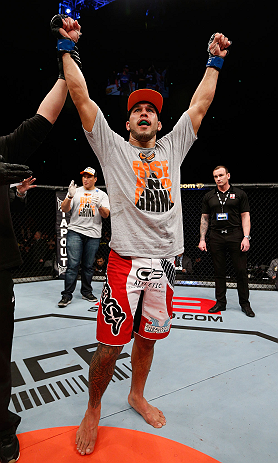 SAITAMA, JAPAN - MARCH 03:  Brad Tavares reacts after defeating Riki Fukuda in their middleweight fight during the UFC on FUEL TV event at Saitama Super Arena on March 3, 2013 in Saitama, Japan.  (Photo by Josh Hedges/Zuffa LLC/Zuffa LLC via Getty Images)