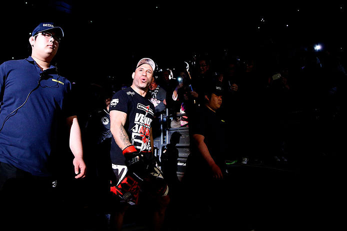 SAITAMA, JAPAN - MARCH 03:  Wanderlei Silva enters the arena before his light heavyweight fight against Brian Stann during the UFC on FUEL TV event at Saitama Super Arena on March 3, 2013 in Saitama, Japan.  (Photo by Josh Hedges/Zuffa LLC/Zuffa LLC via Getty Images)