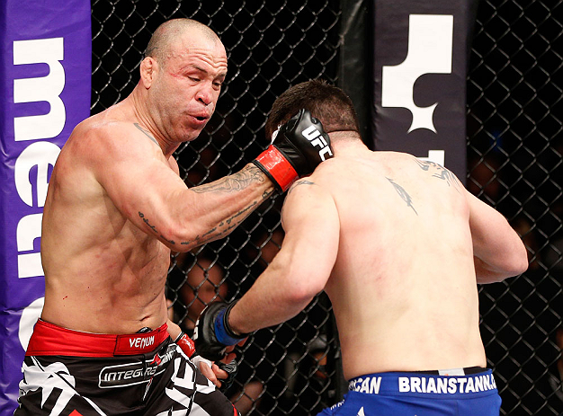 SAITAMA, JAPAN - MARCH 03:  (L-R) Wanderlei Silva punches Brian Stann in their light heavyweight fight during the UFC on FUEL TV event at Saitama Super Arena on March 3, 2013 in Saitama, Japan.  (Photo by Josh Hedges/Zuffa LLC/Zuffa LLC via Getty Images)