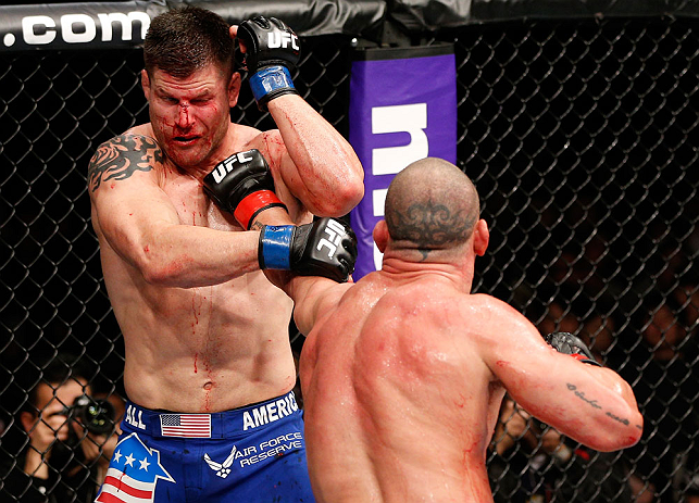SAITAMA, JAPAN - MARCH 03:  (R-L) Wanderlei Silva punches Brian Stann in their light heavyweight fight during the UFC on FUEL TV event at Saitama Super Arena on March 3, 2013 in Saitama, Japan.  (Photo by Josh Hedges/Zuffa LLC/Zuffa LLC via Getty Images)