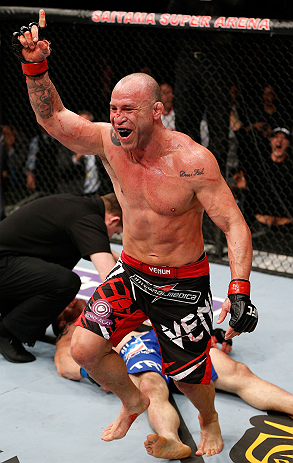 SAITAMA, JAPAN - MARCH 03:  Wanderlei Silva reacts after knocking out Brian Stann in their light heavyweight fight during the UFC on FUEL TV event at Saitama Super Arena on March 3, 2013 in Saitama, Japan.  (Photo by Josh Hedges/Zuffa LLC/Zuffa LLC via Getty Images)