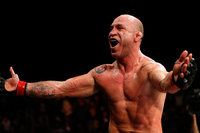 SAITAMA, JAPAN - MARCH 03:  Wanderlei Silva reacts after knocking out Brian Stann in their light heavyweight fight during the UFC on FUEL TV event at Saitama Super Arena on March 3, 2013 in Saitama, Japan.  (Photo by Josh Hedges/Zuffa LLC/Zuffa LLC via Getty Images)