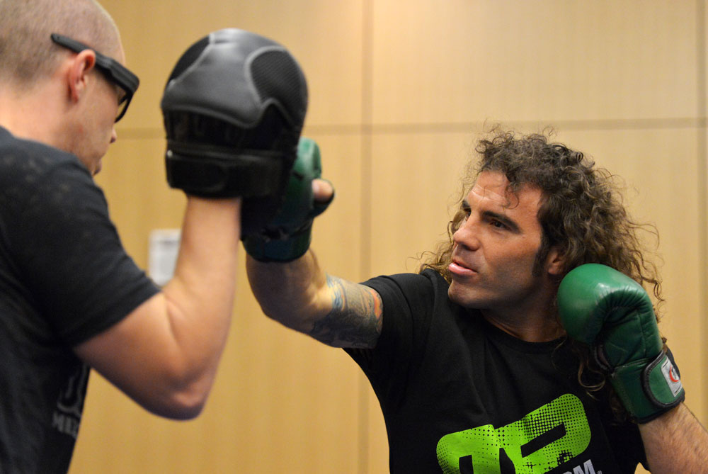 ATLANTIC CITY, NJ - JUNE 20: Clay Guida trains for a photograph after an open workout prior to UFC on FX at Revel Casino in Atlantic City, New Jersey. (Photo by Drew Hallowell/Zuffa LLC/Zuffa LLC via Getty Images)