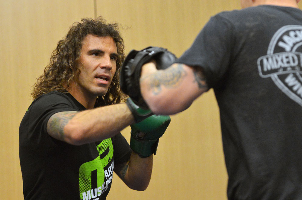 ATLANTIC CITY, NJ - JUNE 20: Clay Guida trains for a photograph after an open workout prior to UFC on FX at Revel Casino in Atlantic City, New Jersey. (Photo by Drew Hallowell/Zuffa LLC/Zuffa LLC via Getty Images)