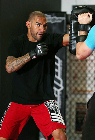 MINNEAPOLIS, MN - OCTOBER 02: Jay Hieron works out for media and fans during an open training session at Cellar Kickboxing and Martial Arts on October 2, 2012 in Minneapolis, Minnesota. (Photo by Josh Hedges/Zuffa LLC/Zuffa LLC via Getty Images)
