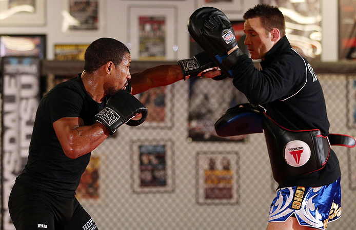 MINNEAPOLIS, MN - OCTOBER 02: Marcus LeVesseur works out for media and fans during an open training session at Cellar Kickboxing and Martial Arts on October 2, 2012 in Minneapolis, Minnesota. (Photo by Josh Hedges/Zuffa LLC/Zuffa LLC via Getty Images)